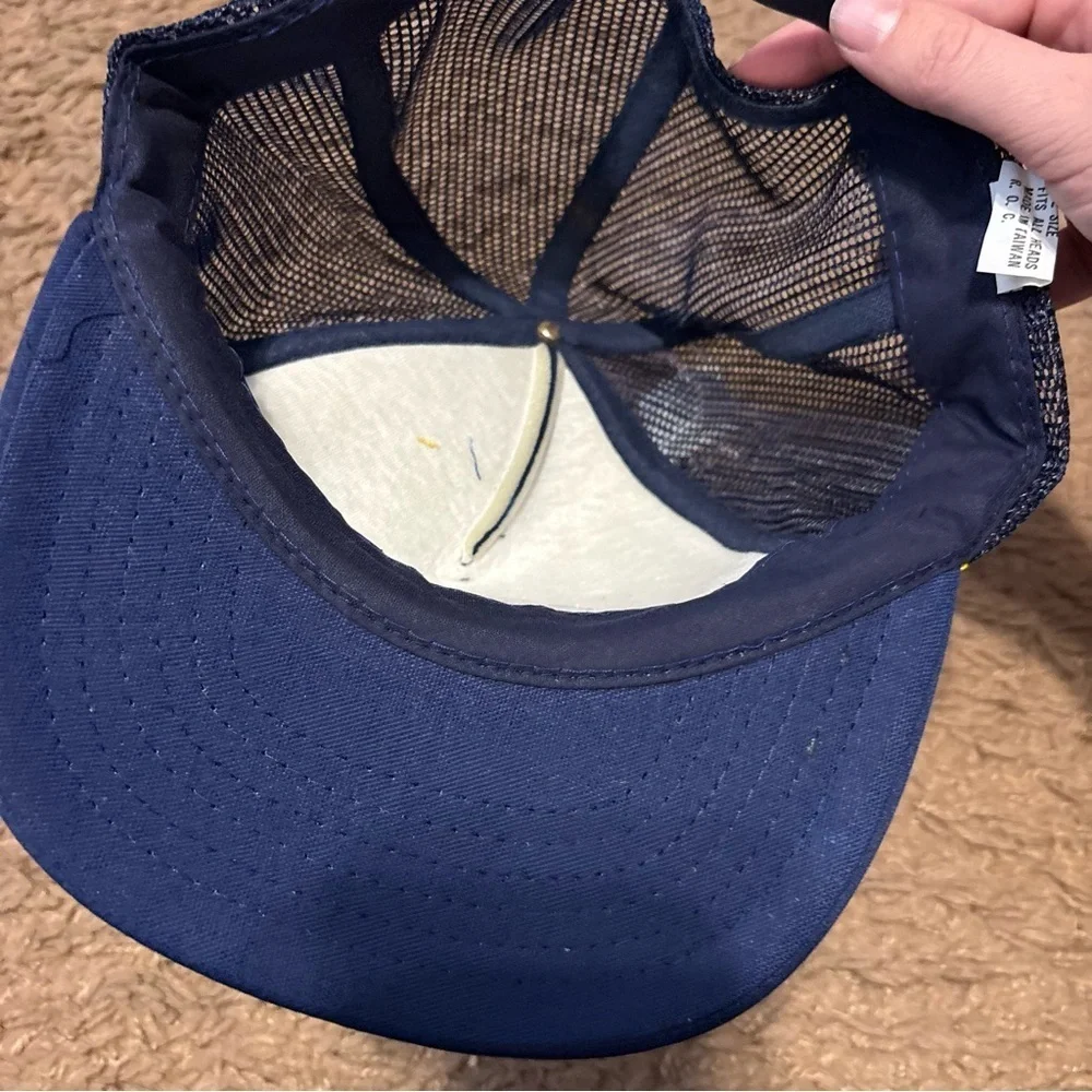 Vintage Wrangler Navy Gold Mesh Trucker Hat SnapBack Mesh Western Horse